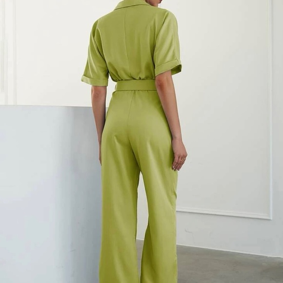 Green Jumpsuit With Belt - Picture 4 of 7